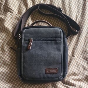 Guess Dark Gray Canvas Crossbody Bag